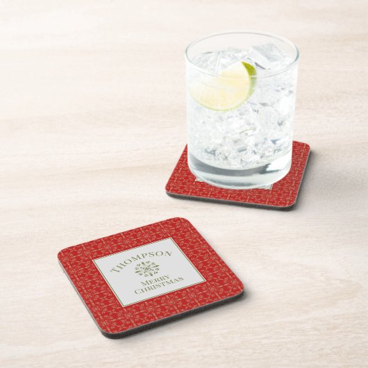 Eleganter, einfacher Winter-Schneeflocken-Muster N Getränkeuntersetzer (Rechte Seite)