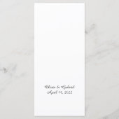 Eleganter einfacher Zweig. Schwarz-Weiß-Hochzeit Menükarte (Rückseite)