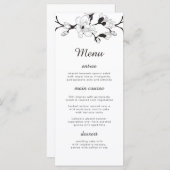 Eleganter einfacher Zweig. Schwarz-Weiß-Hochzeit Menükarte (Vorne/Hinten)