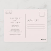 Eleganter Einfaches Erröten Save the Date Postkarte (Rückseite)
