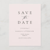 Eleganter Einfaches Erröten Save the Date Postkarte (Vorderseite)