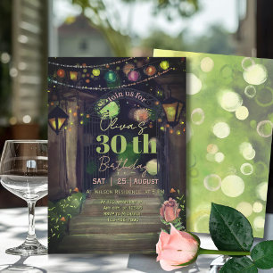Eleganter Eingang mit Lichterkette 30. Geburtstag  Einladung