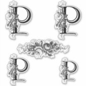 Eleganter, eingeprägter Blumenmonogramm-Letter P Aufkleber (Vorderseite)