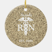 Eleganter eingetragener Nurse Gold Glitzer Persona Keramik Ornament (Hinten)