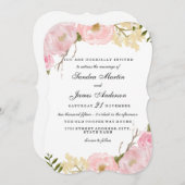 Eleganter Einladung zur Hochzeit der Weißen Flora (Vorne/Hinten)