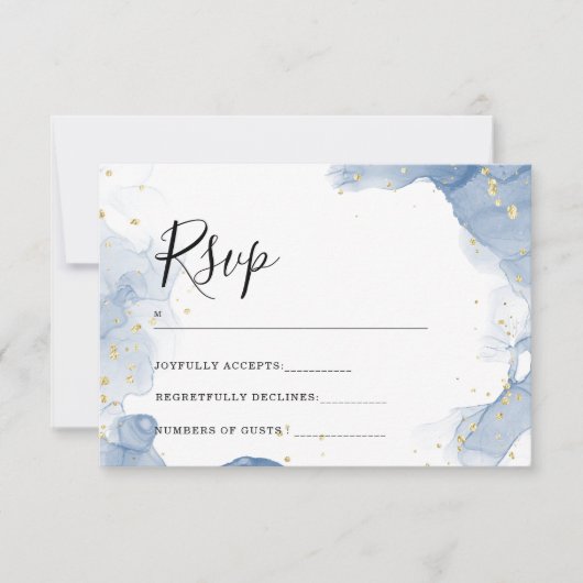 Eleganter Einladungs-Blauer und Gold-Minimal für H (Vorderseite)