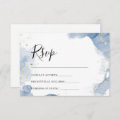 Eleganter Einladungs-Blauer und Gold-Minimal für H (Vorne/Hinten)