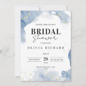 Eleganter Einladungs-Blauer und Gold-Minimal für H Einladung (Vorderseite)