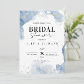 Eleganter Einladungs-Blauer und Gold-Minimal für H Einladung (Stehend Vorderseite)