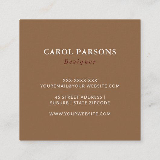 Eleganter einzigartiger Logo-Crafter für den Schmu Quadratische Visitenkarte (Rückseite)