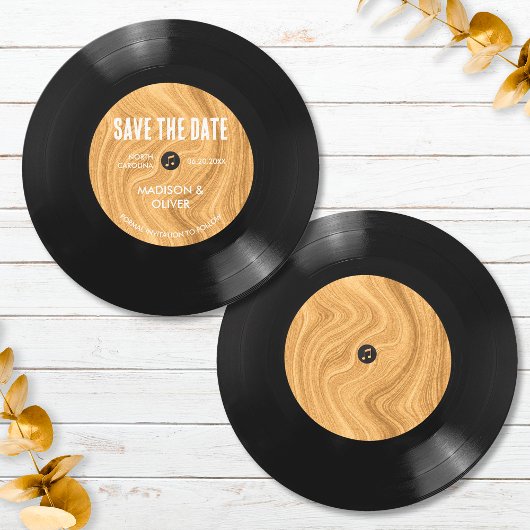 Eleganter einzigartiger Retro Vinyl Record Save th Einladung