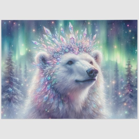 Eleganter Eisbär Eiskronen-Decoupage Seidenpapier (Vorderseite)