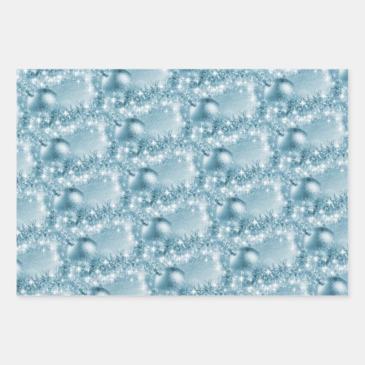 Eleganter Eisblau und Silberner Weihnachtsball Geschenkpapier Set (Vorderseite 3)