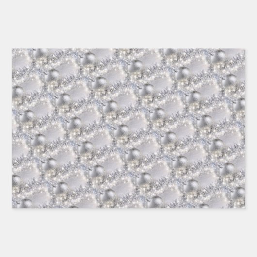 Eleganter Eisblau und Silberner Weihnachtsball Geschenkpapier Set (Vorderseite 2)