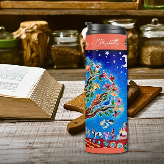 Eleganter eklektischer Boho Tree des Lebens Thermosbecher