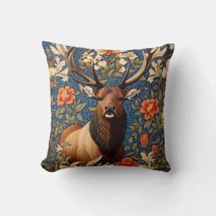 Eleganter Elch William Morris Inspiriert Floral Kissen