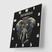 Eleganter Elefant mit komplizierten Mustern Quadratische Wanduhr (Winkel)