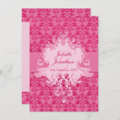 Eleganter Elefantendamastrosa Einladung zur Hochze (Vorne/Hinten)