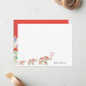 Eleganter Elefantenzug Blumendekoration Verziert Mitteilungskarte (Vorderseite/Rückseite Beispiel)