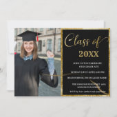 Eleganter, eleganter, goldfarbener und schwarzer A Einladung (Vorderseite)