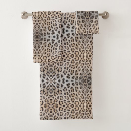 Eleganter, eleganter Leopardengeflecht Badhandtuch Set (Insitu)