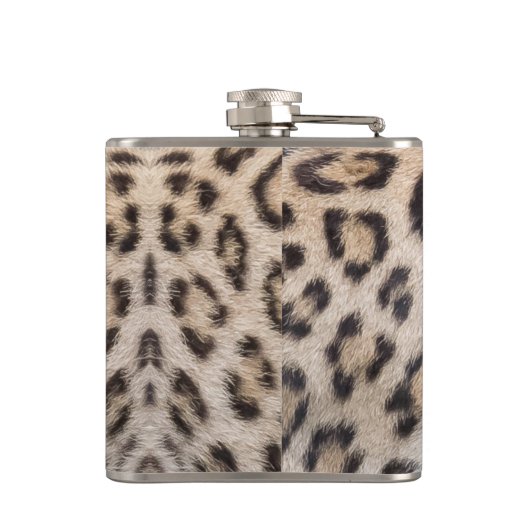 Eleganter, eleganter Leopardengeflecht Flachmann (Rückseite)