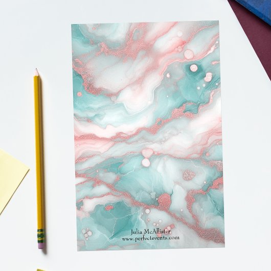 Eleganter eleganter Pastellmarmor mit Rose Gold Ak Briefpapier