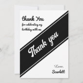 Eleganter, eleganter Schwarz-Weiß-Geburtstag Dankeskarte (Vorderseite)