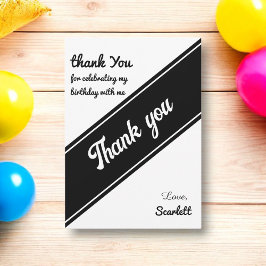 Eleganter, eleganter Schwarz-Weiß-Geburtstag Dankeskarte