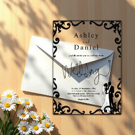 Eleganter, eleganter Schwarz-Weiß-Rahmen Hochzeit Acryleinladungen