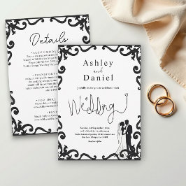 Eleganter, eleganter Schwarz-Weiß-Rahmen Hochzeit Einladung