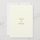 Eleganter Elfenbein und Goldmarmor Save the Date Einladung (Rückseite)