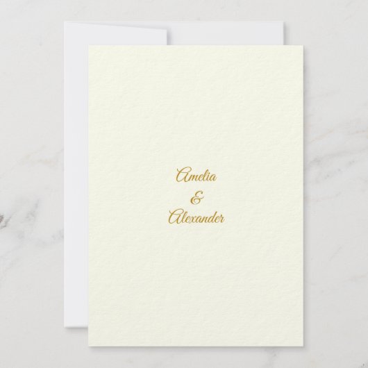 Eleganter Elfenbein und Goldmarmor Save the Date Einladung (Rückseite)