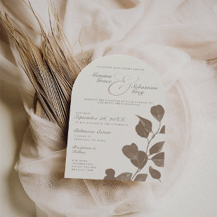 Eleganter Elfenbeinbein & Ash Fall Botanischer Hoc Einladung