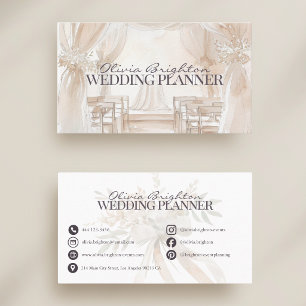 Eleganter Elfenbeinfarbener Professioneller Hochze Visitenkarte