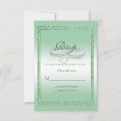 Eleganter Emerald Glitzer & Silver Wedding Rings RSVP Karte (Vorderseite)