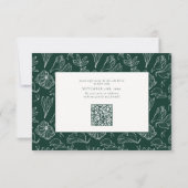 Eleganter Emerald Green Floral Wedding QR Code RSVP Karte (Rückseite)