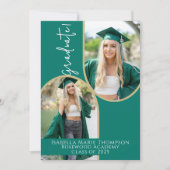 Eleganter Emerald Green & Gold Arch Foto Abschluss Ankündigung (Vorderseite)