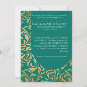 Eleganter Emerald Green & Gold Arch Foto Abschluss Ankündigung (Rückseite)