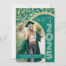 Eleganter Emerald Green & Gold Arch Foto Abschluss