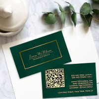 Eleganter Emerald Green & Gold Beruflicher QR-Code