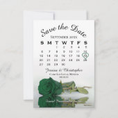 Eleganter Emerald Green Rose Chic Wedding Calendar Save The Date (Vorderseite)