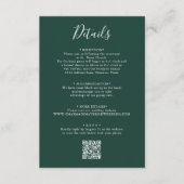 Eleganter Emerald Green Script Wedding QR Code Begleitkarte (Vorderseite)