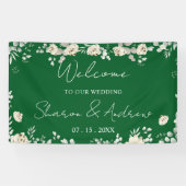 Eleganter Emerald Green Wedding Welcome Banner (Horizontal)