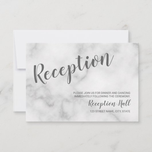 Eleganter Empfang aus weißem Marmor Einladung (Vorderseite)