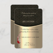 Eleganter Empfang, Black Damask Einladung (Vorne/Hinten)