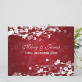 Eleganter Empfang Cherry Blossom Red Einladung (Stehend Vorderseite)