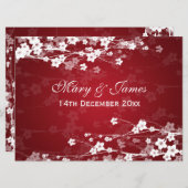 Eleganter Empfang Cherry Blossom Red Einladung (Vorne/Hinten)