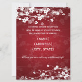 Eleganter Empfang Cherry Blossom Red Einladung (Rückseite)