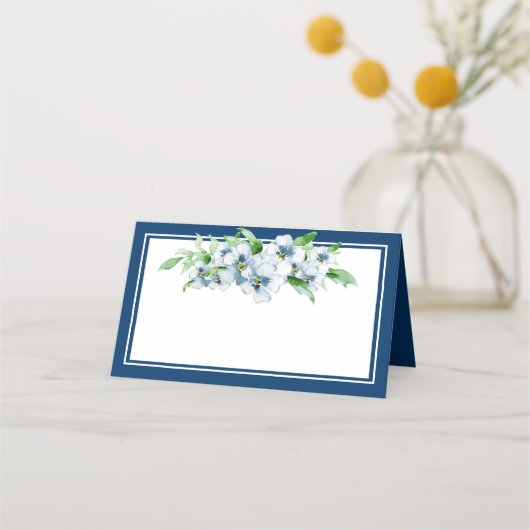 Eleganter Empfang der Marine und der Weißen Flora Platzkarte (Vorderseite)